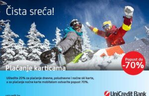 70% popusta na karte za noćno skijanje uz UniCredit Bank beskontaktno plaćanje mobitelom
